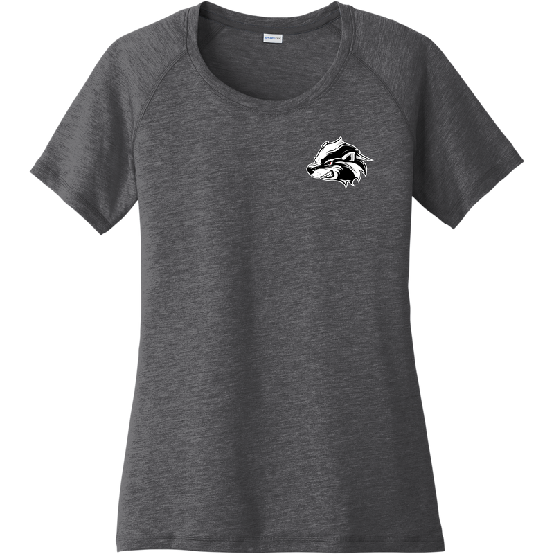 Allegheny Badgers Ladies PosiCharge Tri-Blend Wicking Scoop Neck Raglan Tee